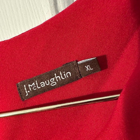 J. McLAUGHLIN XL Red Party Ruffle Bell Sleeve Sheath Holiday Valentine’s Dress - Picture 2 of 12